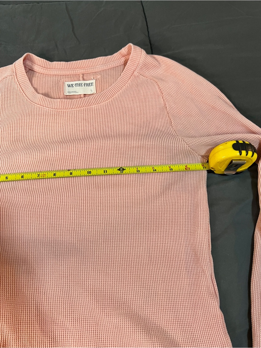 We The Free Wms Powder Pink Cotton Stretch Waffle Knit Thermal Casual Top S - Picture 6 of 9